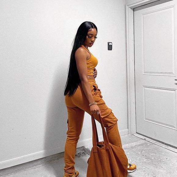 Rust Sweater Pants w/ Drawstring - Picture 4 of 13